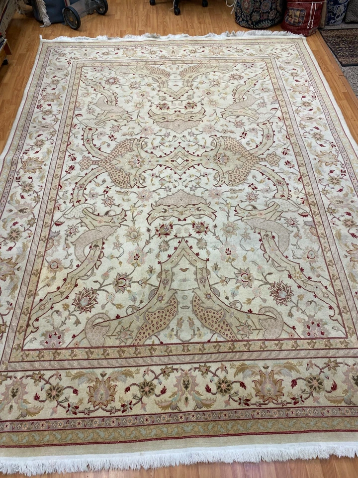 8'5" x 11'5" Sino Chinese Tab Riz Design Oriental Rug - Hand Made - Wool & Silk - Image 2 of 4