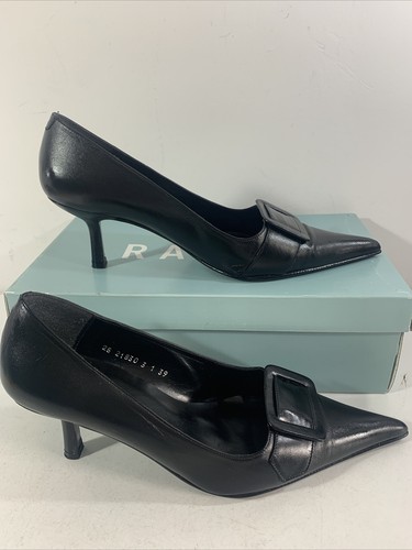 RAVEL Black Leather Pointed toe court shoes. mid heel. Exc cond. Size 6 |  eBay