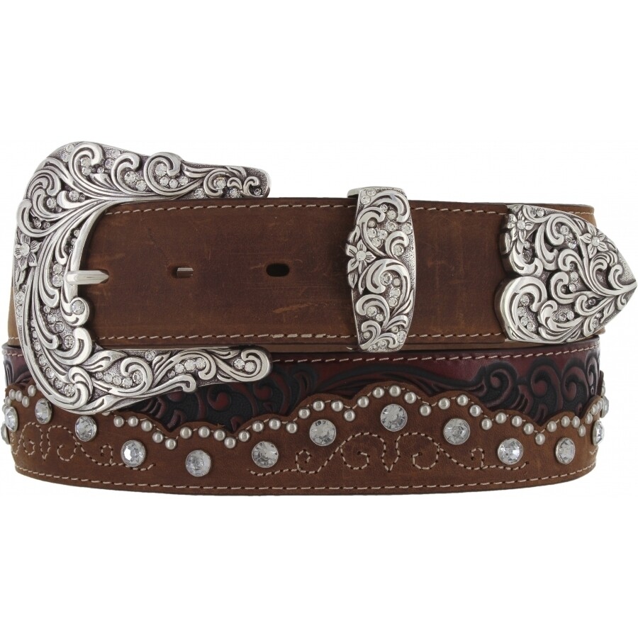 Tony Lama Ladies Brown Kaitlyn Crystal Belt C50499 | eBay