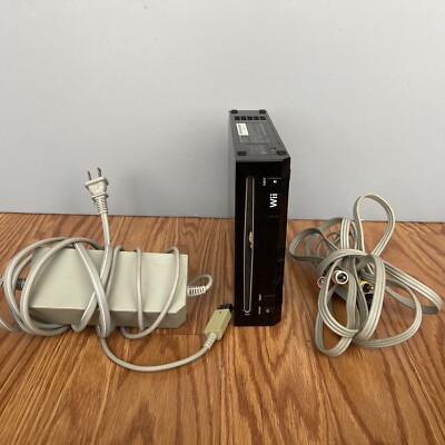 Nintendo Wii  RVL-101 Black System Console Power Cord Block AV Tested Working
