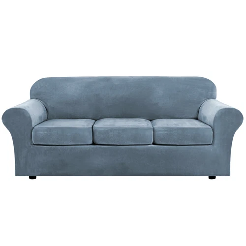 Samt Stretch Elastisch Sofabezug Wohn Couch Schonbezüge Schoner 1/2/3 Sitzer - Bild 47 von 112