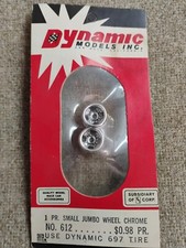 DYNAMIC VINTAGE SLOT CAR 1/32small jumbo radar 4 spoke for wide slick on card