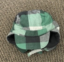 Gymboree Snow Tracks Boys Trapper Winter Hat Size 8 And Up Green Black Nwt