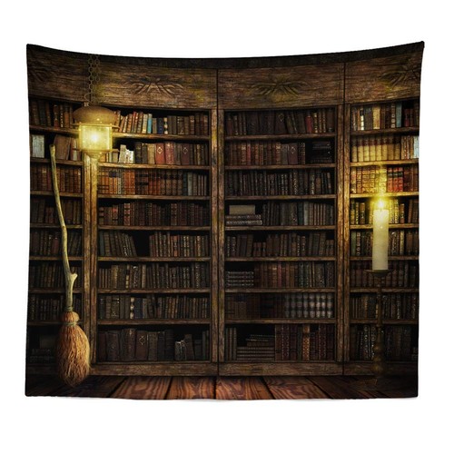 Vintage Bookshelf Wall Hanging - Study Room Picture Tapestry Retro Bookshelf ... - Picture 3 of 8