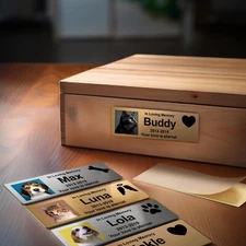 Custom Pet Memorial Urn Adhesive Metal Nameplate, Personalized Plaque for Dog