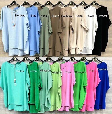 Große Größen Shirt Bluse 48 50 52 54 Longshirt Tunika Italy Damenshirts  #11
