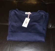 Nwt Vineyard Vines Mixed Media Tshirt Sweater Womens Size Small Deep Bay D1