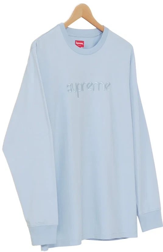 Tee shirt Supreme Tonal brodé L/S SS16 bleu clair taille Medium utilisé   une fois