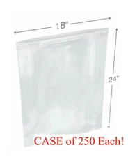 ULINE S-7457 18" X 24" Zipper Reclosable Polyethylene 4 Mil Bags Carton of 250