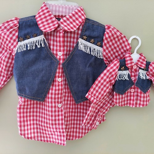 Girls sz 4-10 with 18" Doll Matching Western top set, fits American Girl - Picture 6 of 8
