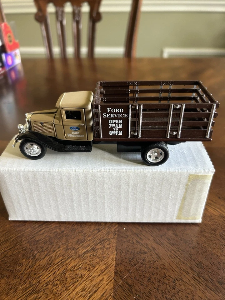 Tins Toys 1934 Ford BB-157 Stake Bed Truck Tan/Brown 1:43 - Image 3 of 4