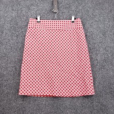 NEW Talbots Womens Petites Red White Geometric Lattice Print Pencil Skirt 8P 8