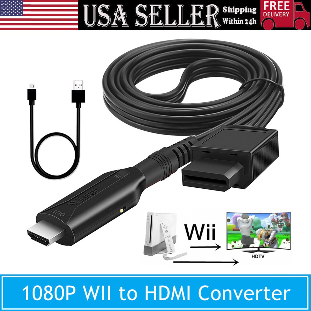 WII to HDMI Cable Converter Full HD 1080P WII to HDMI Wii 2 