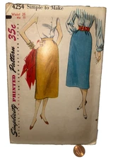 Vintage Sewing Pattern Simplicity 4254 Skirt Size 25, 35 Hip CUT