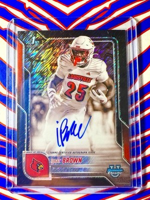 2025 Bowman Chrome U Isaac Brown 1st Bowman Black Shimmer Auto /10 #BCA-IB Cards
