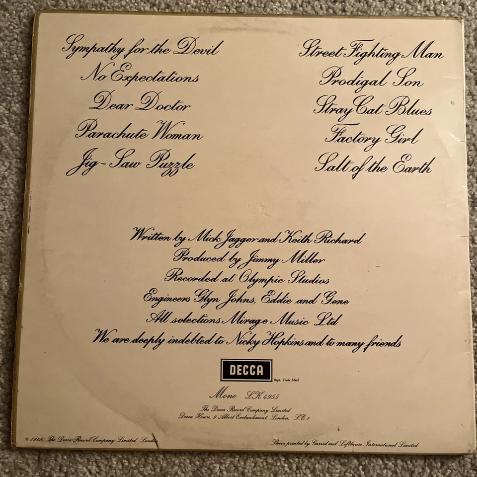 ROLLING STONES ~ BEGGARS BANQUET ** 1968 UK Unboxed DECCA LP MONO VG Vinyl LP - Image 2 of 4
