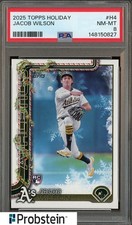 2025 Topps Holiday #H4 Jacob Wilson Oakland A's RC Rookie PSA 8 NM-MT