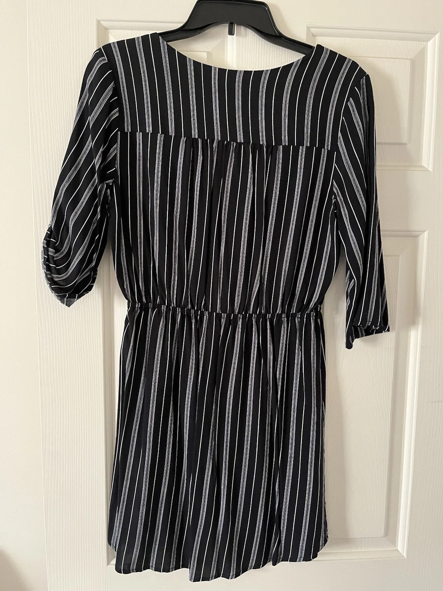 mimi chica shirt dress Mimi Chica Womens Short Sleeve Mini A-Line Dress Smocked Knotted Front Medium