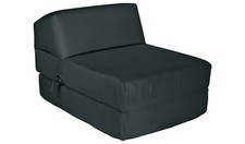 Kaikoo Single Fabric Chairbed Jet Black Space Saving Foldable Design