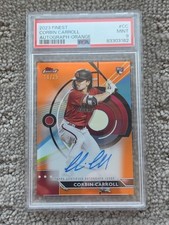 2023 Topps Finest Corbin Carroll RC Orange Refractor Auto /25 PSA 9 On Card