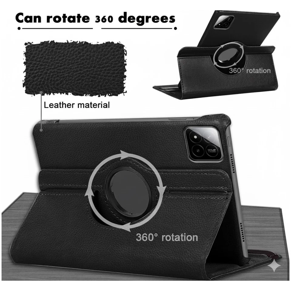 For Xiaomi Pad 7 Pro 11.2" (2024) 360° Rotating Leather Stand Case Cover Black - Image 2 of 4