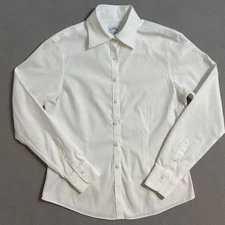 Brooks Brothers Fitted White Striped Cotton Long Sleeve Button Down Shirt 6