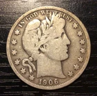 1906-S Barber Silver Half Dollar, VG+. Some Letters of LIBERTY! Nice! B158