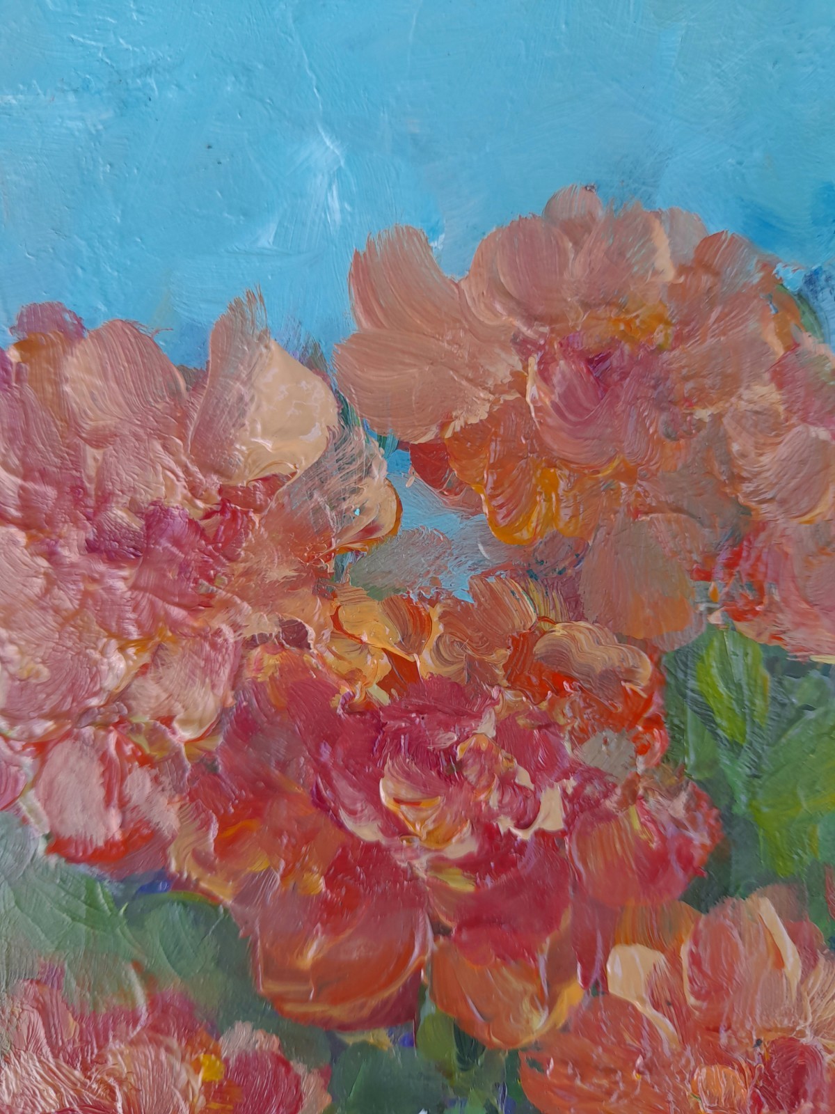 marigold original oil painting, marigold small painting, flower oil painting