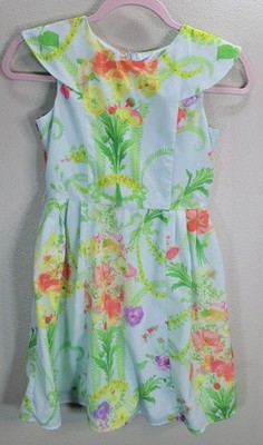 Baker by Ted Baker Girls Floral Dress Size 10 Youth Blue Watercolor Party Easter