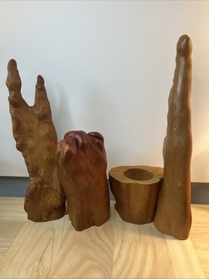 Vintage Lot of 3 Mid-Century Modern Cypress Wood Knee Sculptures