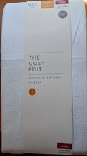 M&S The Cosy Edit Brushed Cotton White Bedset Size Single