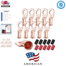 8 AWG-5/16 Heavy Duty Battery Lugs with 3:1 Heat Shrink Tubing, Ring Terminal...