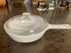 Vintage Corning Ware MW-83-B Microwave White Browning Dish W/pyrex Lid-exc