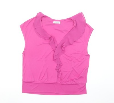 Gallery Damen Bluse rosa Rüschen ärmellos Camisole Größe L