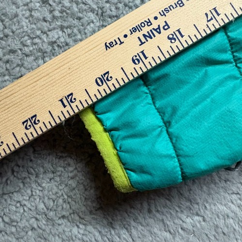L.L. Bean 14-16 Quilted Primaloft Hooded Jacket Teal Neon Green Full Zip Winter - Picture 9 of 10