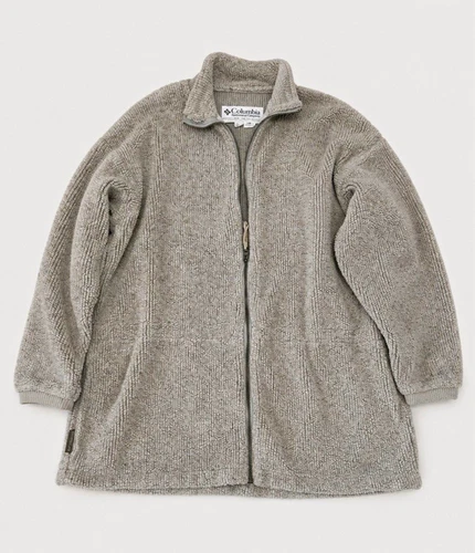 Columbia Taupe Full Zip Sherpa Jacket Stand-Up Collar Unisex Adults Size L - product listing photo