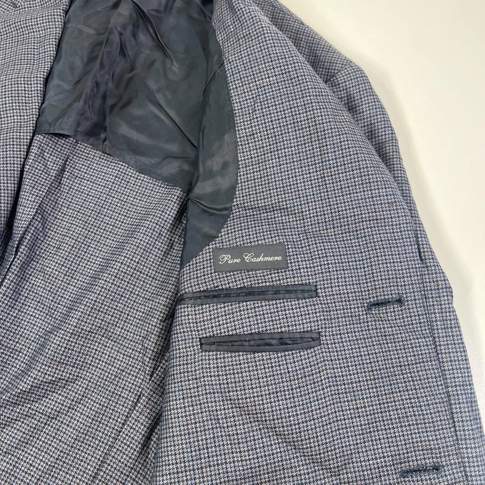 Ermenegildo Zegna Blazer мужской 42R чистый кашемир гончая синий неструктурированный - Изображение 3 из 4