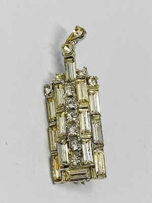 Perfume Bottle Brooch Pin Rhinestone Brooch Silver tone Vintage Bling Unique