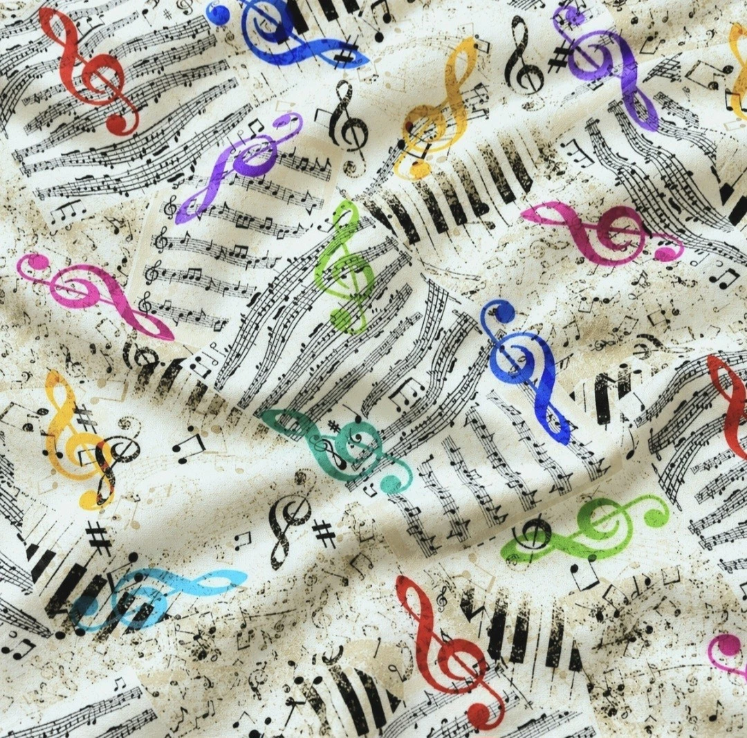 By the Yard Cotton Music Craft Fabrics for sale | eBay
