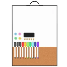 Small White Board 16" x 12" for Wall, Portable Black Aluminum Framed Whiteboa...