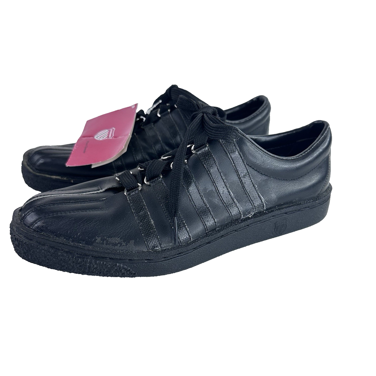 K Swiss Womens Black Leather Sneakers Size 7 Low Top Classic