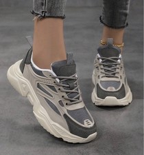 Calzado Zapatos Tenis Para Mujer de Suela Gruesa Con Cordones