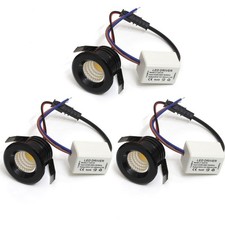 3W Mini LED Recessed Ceiling Spotlight with Driver, Black, 3 Pack, AC 110V-22...