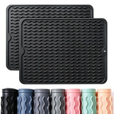 2 Pack Silicone Dish Drying Mat for Kitchen Counter Under Sink Protector Orga...
