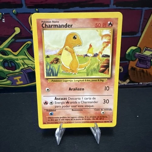 Pokémon CHARMANDER Card 46/102 Base Set NM SPANISH Common Unlimited WOTC Vintage