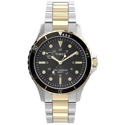 Herrenuhr TIMEX NAVI XL TW2U55500 Stahlarmband Gold Gold Schwarz