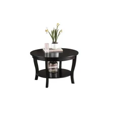 Convenience Concepts American Heritage Round Coffee Table 30" in Black Wood