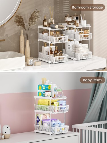 2Pcs 3 Tier Bathroom Organizers and Storage, UPGRADE WIDER BOLDER, Pull Out U... - Picture 6 of 8