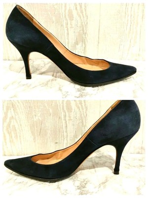 MANOLO BLAHNIK spitz zulaufende Wildleder-Pumps Größe: 36,5/JP: 23,5 marinebl...