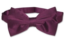 Vesuvio Napoli BOWTIE Solid EGGPLANT PURPLE Color Mens Bow Tie for Tux or Suit